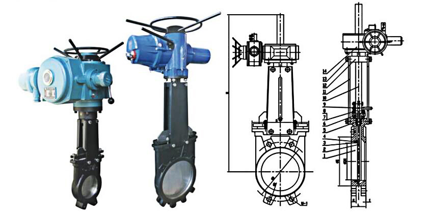 Electrically Actuated Knife Gate Valve, PN10, DN50-1200